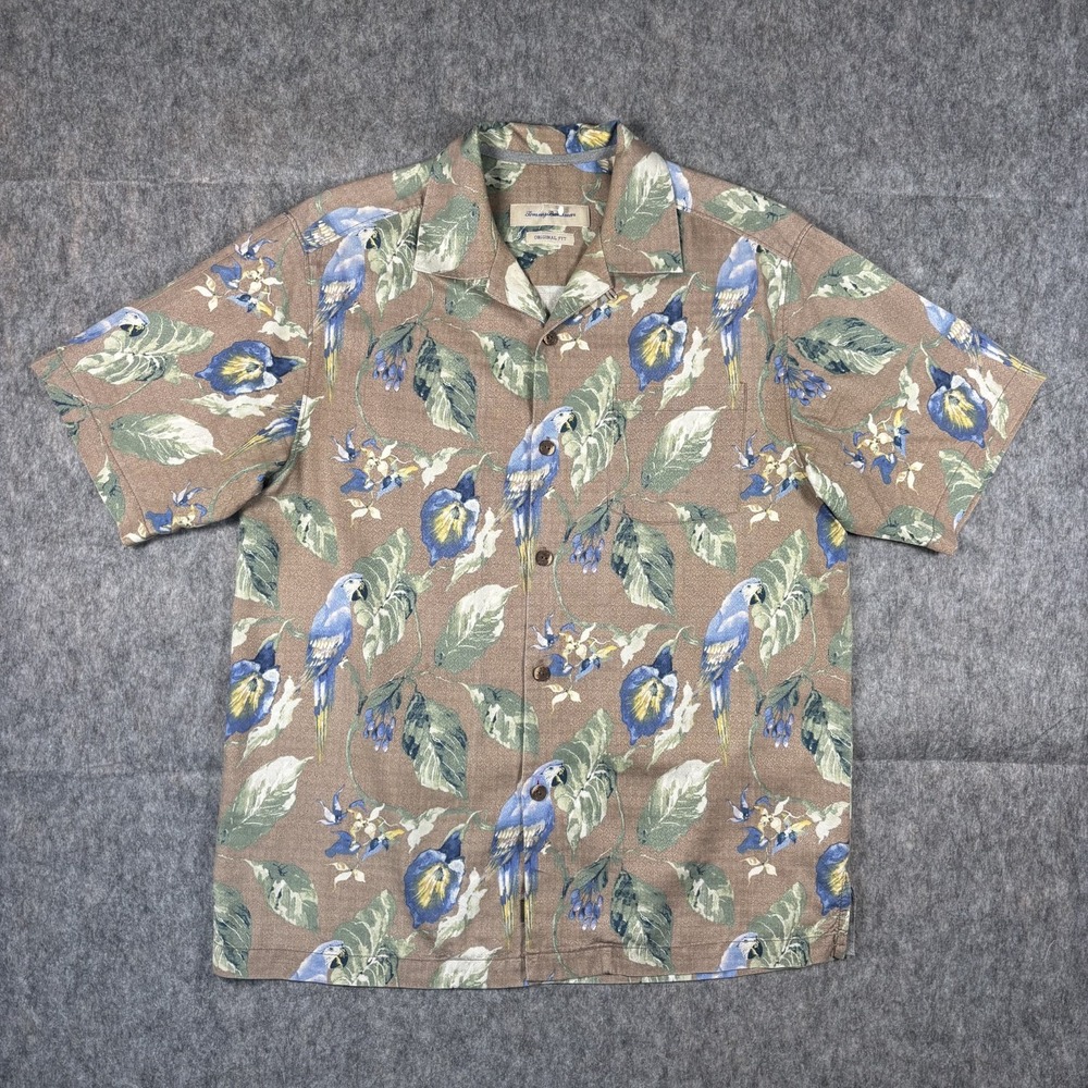 Tommy Bahama Camp Collar Shirt Men's Small Parrot‎ in Paradise 100% Silk